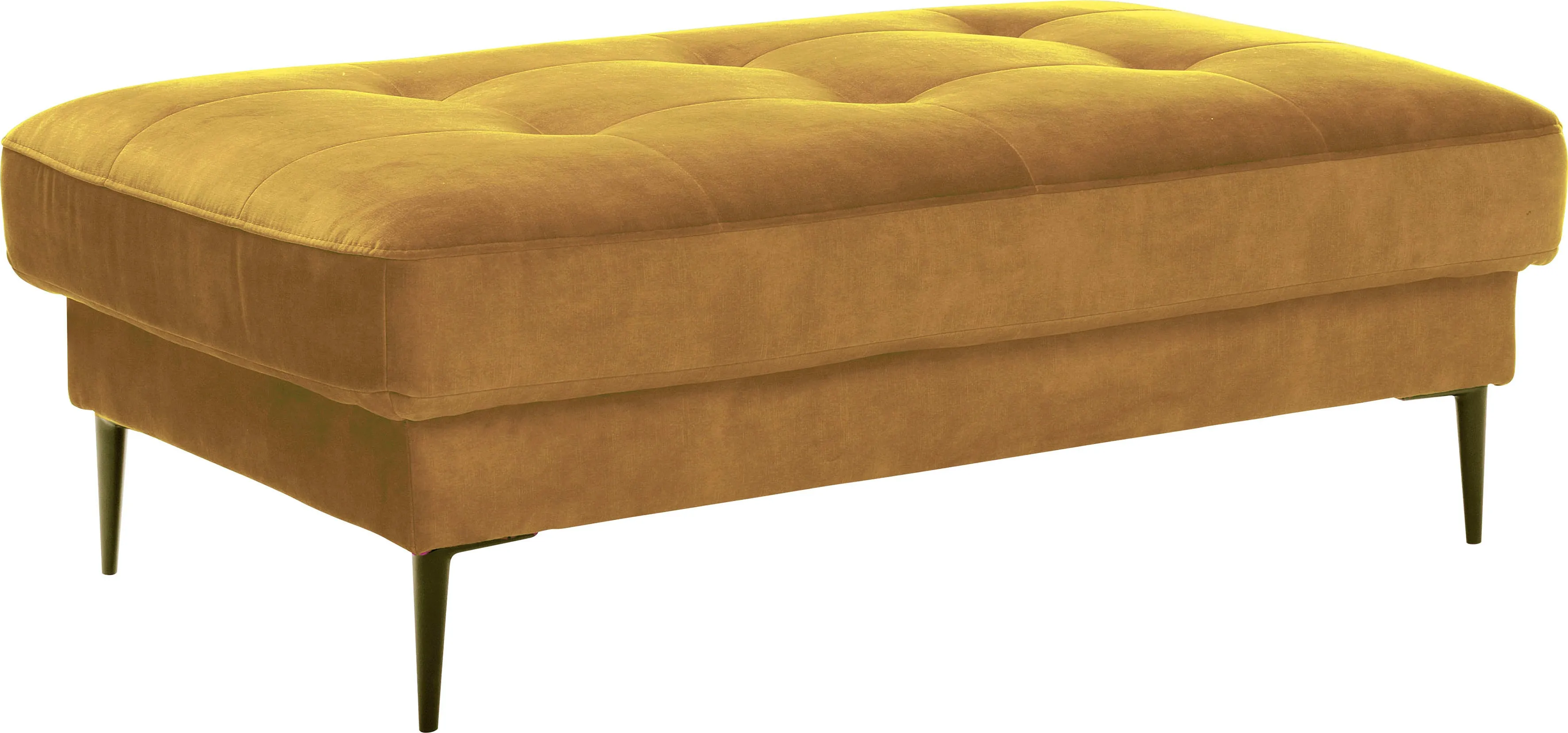 TRENDMANUFAKTUR Polsterhocker »Luzi, Polsterhocker, moderner Fußhocker«, passend zur Serie, extra hohe Metallfüße, 125 x 42x 72 cm TRENDMANUFAKTUR Golden Orange