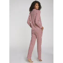LASCANA Damen Pyjama rot-weiß-gestreift Gr.36/38