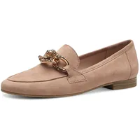 Marco Tozzi Damen Slipper aus Leder mit Blockabsatz, Beige