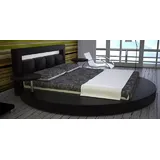 JVmoebel Rundbett Rundes Bett Design Betten Rundbett Polster Round xxl Beleuchtet, Made in Europa schwarz