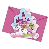 Procos 85675 - Einladungskarten mit Umschlägen Unicorn, 6 Stück, Kindergeburtstag