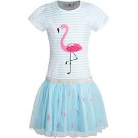 happy girls - Kurzarm-Kleid Flamingo mit Tüllrock in sky blue, Gr.152,