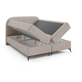 Fun Möbel Boxspringbett Schlafzimmerbett GORGIA 180x200cm Stoff Jasmin Grau - Grau