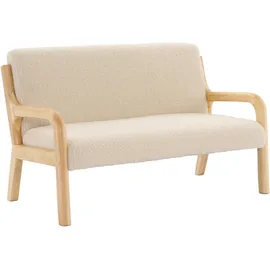 sweeek Skandinavische Kinderbank aus Holz und Bouclé-Stoff, 2 Sitze
