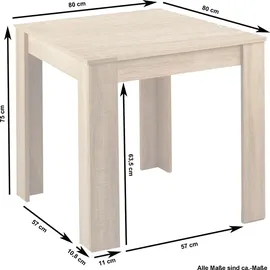 byLIVING Esstisch Nepal, 80x80 cm, Melaminbeschichtung Sonoma eichefarbig - Braun