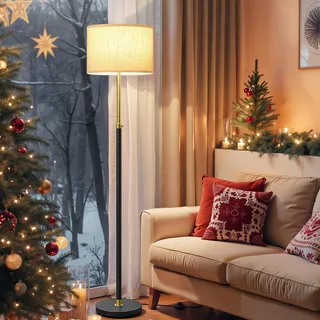 VASAGLE Stehleuchte, mit Fußtaster, und Lampenschirm aus Stoff,