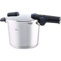 Fissler Vitaquick/Induktions-Schnellkochtopf (6 L, Ø 22 cm) Edelstahl-Dampfkochtopf, 2 Garstufen, stapelbar, Silber