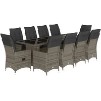 vidaXL Garten-Bistro-Set 11-tlg. Grau
