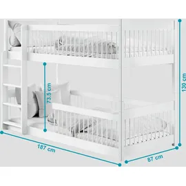 Kids Collective Etagenbett 80 x 180 cm Kiefer massiv weiß