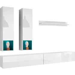 Wohnwand INOSIGN, weiß, Kastenmöbel-Sets, weiße Hochglanz Fronten/ Korpus