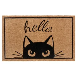 Fußmatte HANSE HOME "Kokos Watching Cat, Türmatte", beige (natur), B:45cm H:15mm L:70cm, Kokos, Teppiche, Kokos, Schmutzfangmatte, Outdoor, Rutschfest, Innen, Kokosmatte, Flur