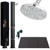 CCLIFE Solardusche mit Kunststoffboden und Handbrause 40L Solar Gartendusche Pooldusche Regendusche Außendusche Garten Brause warmes Wasser