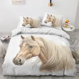 Generisch Winter Bettwäsche 200x220 Pferde - Bauernhoftiere Bettbezug 200x220 3 Teilig, Weiche & Angenehme Mikrofaser Bettbezüge & 2 Kissenbezug 80x80, Bettwäsche-Sets mit Reißverschluss C#&-270