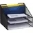 Relaxdays Dokumentenablage, Tischorganizer mit 5 Fächern, Metall, Dokumentenhalter & Briefablage, 24x32x29 cm, schwarz
