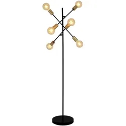 Stehlampe Beistellleuchte Standleuchte schwarz Sputnik-Optik 6-Flammig E27 gold