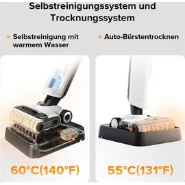 Roborock Flexi Nass- & Trockensauger mit Saugleistung von 17.000 Pa, Selbstreinigende und trocknende Rolle, APP, FlatReachTM, DirTecthTM Selbstre... - Weiß