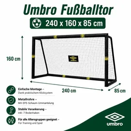 Umbro Fußballtor Schwarz/Gelb 240 x 160 x 8 cm
