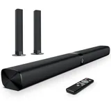 GarageRock Soundbar für TV Geräte, 90W Soundbar TV Lautsprecher, Teilbare 2-in-1 Soundbar für Fernseher, 5.0 Bluetooth Soundbar mit 3 EQ-Modi,3D Surround Sound, ARC/Optisch/Aux/Wandmontage, Schwarz