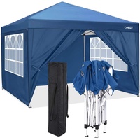 COBIZI Pavillon 3 x 3 WASSERDICHT, Pavillon inkl. Tasche wasserabweisend höhenverstellbar faltbar Pop-up Gartenzelt Partyzelt