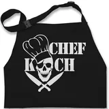 Kinderschürze Schürze Kinder Jungen Mädchen - Kochschürze - Chefkoch Totenkopf Skull - 7-14 Jahre - Schwarz - backschürze geschenk für kind mit name kochen apron 12 kinderkochschürze - 7-13 Jahre