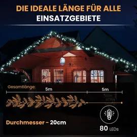 Gartenpirat Künstliche Tannengirlande Türgirlande 80 LED kaltweiß Weihnachten außen