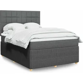 vidaXL Boxspringbett mit Matratze Dunkelgrau 140x200 cm Stoff