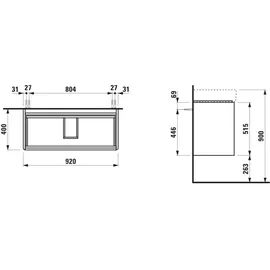 Laufen Waschtischunterbau BASE 2.0 2 Schubladen 40 x 92 x 51,5 cm Verkehrsgrau
