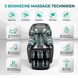 Naipo Massagesessel Shiatsu Kunstleder 76 x 113 x 76 cm schwarz mit Bluetooth und Wärmetherapie