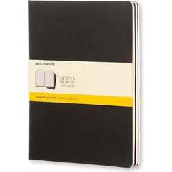 Moleskine Cahier Journals Karierte Notizbücher XL schwarz 3 St.