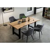 SalesFever Essgruppe "Esszimmerausstattung aus Holz und Metall", grau (natur, grau, schwarz, grau, schwarz), Samt, 180,90, Massivholz, Metall, Polyester, Sitzmöbel-Sets, Essgruppe