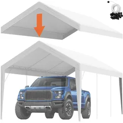 VEVOR Carport-Garagenzelt, 3 x 6 m, Garagendachzelt, wasserdicht und UV-geschützt, einfache Installation mit Spanngurten, weiß (nur Dachabdeckung, Rahmen nicht im Lieferumfang enthalten)