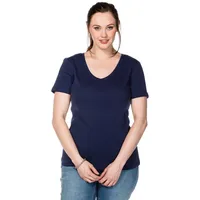Sheego T-Shirt aus fein Gerippter Qualität Basicmode sportlich V-Ausschnitt