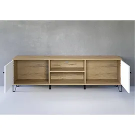 trendteam Touch Lowboard 183 x 56 x 40 cm Weiß/Eiche Holz