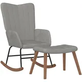 vidaXL Schaukelstuhl mit Hocker Samt 47 x 47 x 47 cm Hellgrau