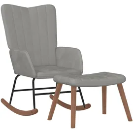 vidaXL Schaukelstuhl mit Hocker Samt 47 x 47 x 47 cm Hellgrau