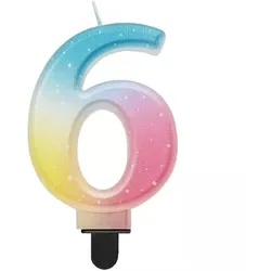 Schönheit und Charme: Pastell-Regenbogen-Zahlenkerze - 6