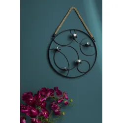 Wandkerzenhalter "Kirill, schwarz", schwarz, B:37cm H:7cm T:37cm, MYFLAIR MÖBEL & ACCESSOIRES, Kerzenhalter, Landhaus, schwarz