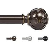 KAMANINA 22 mm Durchmesser Gardinenstange 80 bis 148 cm, Bronze Gardinenstangen für Ösenvorhänge, Ausziehbare Gardinenstange mit Halterungen, Gardinenstange für Fenster mit Netzstruktur-Endstücken