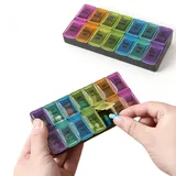 Echehi 7 Tage AM PM Pillendose 2 Stück, Tablettenbox 7 Tage mit Einzigartigem Einfachen Druckknopf, BPA-freie Pillendose Klein für Medikamente, Vitaminpillen, Fischöl und Nahrungsergänzungsmittel