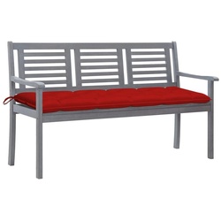 vidaXL Gartenbank 3-Sitzer-Gartenbank mit Auflage 150 cm Grau Eukalyptusholz (1-St) rot