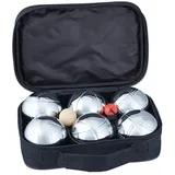 Relaxdays 2 x Boule Set Metall 6 Kugeln Hellbraun,Schwarz,Silber