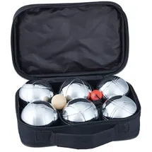 Relaxdays 2 x Boule Set Metall 6 Kugeln Hellbraun,Schwarz,Silber