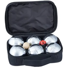 Relaxdays 2 x Boule Set Metall 6 Kugeln Hellbraun,Schwarz,Silber