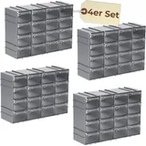 GarPet 4x Sortimentskasten erweiterbar 16 Fach Sortierkasten für Kleinteile Schubladen Organizer Schrauben Sortierbox Kleinteilemagazin Sortimentsboxen