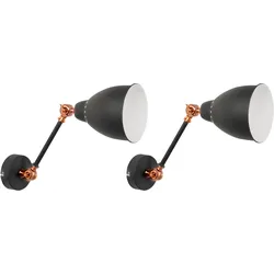 Wandlampe 2er Set MISSISSIPPI verstellbar Metall Graphitgrau