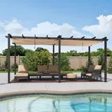 Purple Leaf - Pergola Doppelter oberer Rahmen Metall Garten Pavillon Pergola 3 x 6 m Wasserdicht Stabil Winterfest, Gartenpavillon Mit Sonnenschutz ü