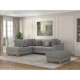 sit&more Ecksofa SIT & MORE "Dundee L-Form", silber, B:263cm H:86cm T:219cm, Sofas, Ecksofa, mit Federkern und Massivholzfüßen, wahlweise mit Kopfteilverstellung