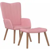 vidaXL Relaxsessel mit Hocker Samt 63 x 65 x 70 cm Rosa