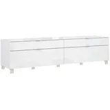 Hom ́in POOLE TV-Lowboard 219,9x57x52,5 cm Weiß/Glas/Holz/Metall