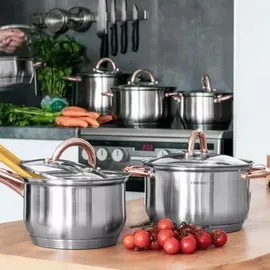 KING HOFF KINGHOFF Rosegold Topf-Set 12-tlg. 10,5 cm rund